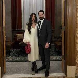 White silk balloon sleeve midi